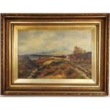 Albert Edward Boler (British, 1864–1939), A horse and trap surmounting a hilltop, Oil on canvas,