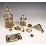 A selection of silver and silver coloured items, to include an Edwardian silver pin dish, Henry