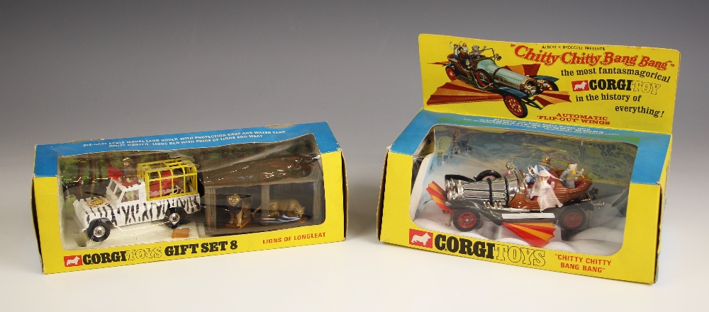 A boxed Corgi Toys 'Chitty Chitty Bang Bang', model number 266, with later spare front and rear