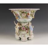 A German porcelain fruit comport, 19th century, probably C. G. Schierholz & Sohn, the florally