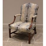 A mahogany Gainsborough open armchair, in the George III style, early 20th century, the shaped
