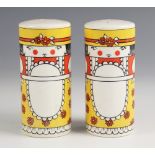 A pair of Carlton Ware salt and pepper cruets, designed by Vivienne Brennan, each of cylindrical