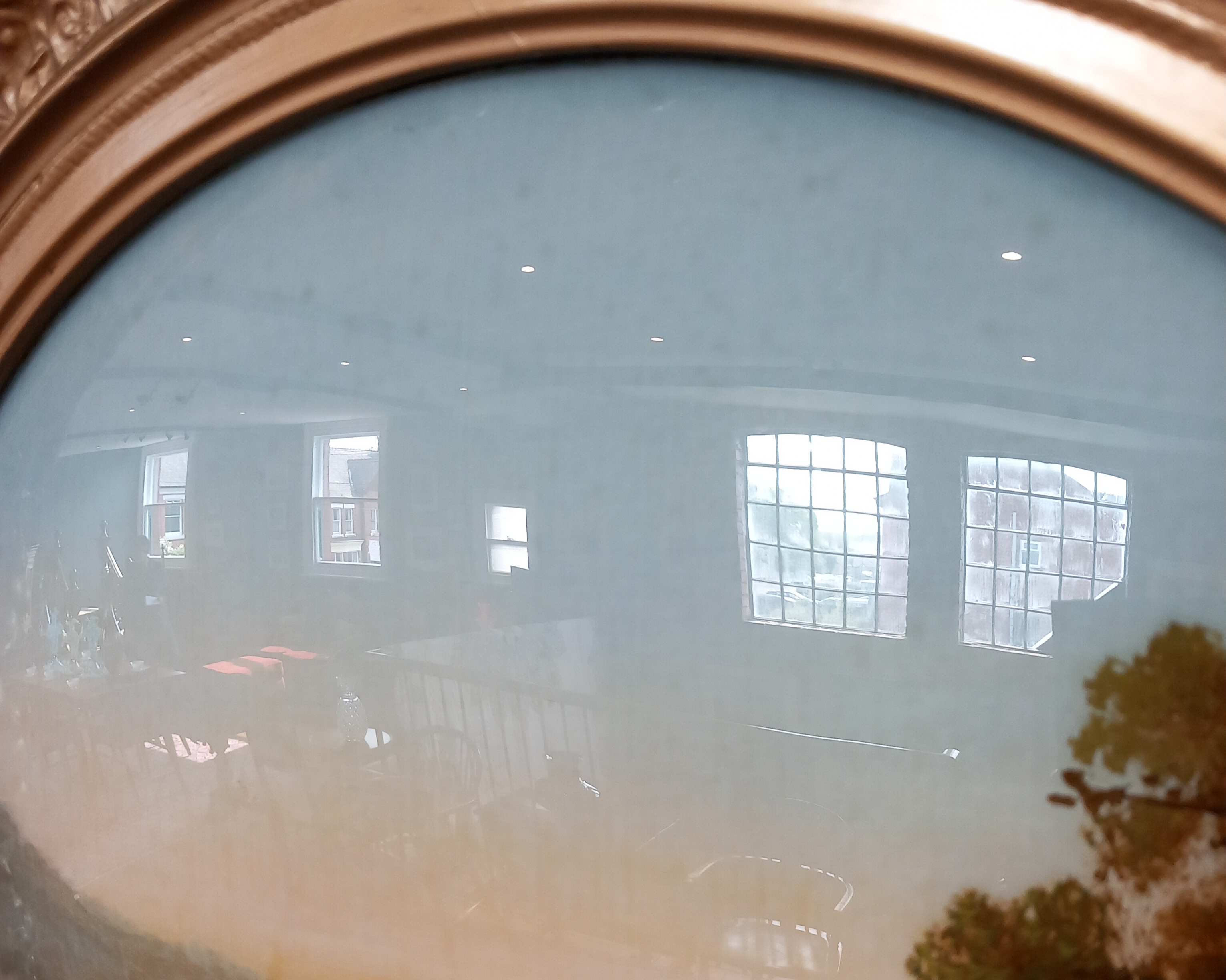 Two reverse-painted landscapes on convex oval glass, late 19th or early 20th century, one - Image 8 of 8