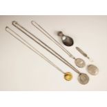 A selection of silver items, to include a silver caddy spoon, David Hollander & Son, Birmingham