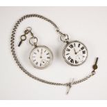 A Victorian silver pocket watch, the circular white enamel dial with Roman numerals and subsidiary