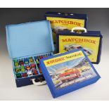 Three Matchbox Series Collector's Cases and a Matchbox Superfast Collector's Case, each with four