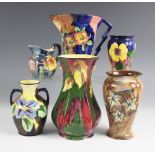 A collection of Hollinshead & Kirkham Tunstall Art Deco ceramics, to include a jug, 16cm high, a