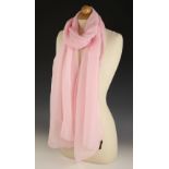 A Louis Vuitton fine silk chiffon shawl, in rose ballerine with overall monogram, within Louis