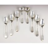 A set of six William IV silver fiddle pattern serving spoons, Charles Taylor & Son, London 1836,