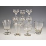 A selection of glassware, 19th century and later, comprising: a measuring glass, of flared form with