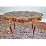* A Louis XVI style kingwood and marquetry centre table, late 19th century, in the manner of