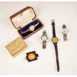 A gold plated Mappin and Webb ladies wristwatch, the circular cream dial with Arabic numeral