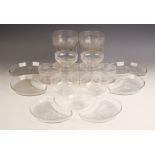 A selection of glass tableware, to include twelve hors d'oeuvres or salad side plates, each of