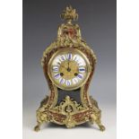 A French gilt metal and Boulle work mantel clock, late 19th century, of waisted balloon form, the