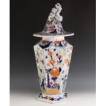 A large Mason's Patent Ironstone China vase and cover circa 1813-1820, of high shouldered