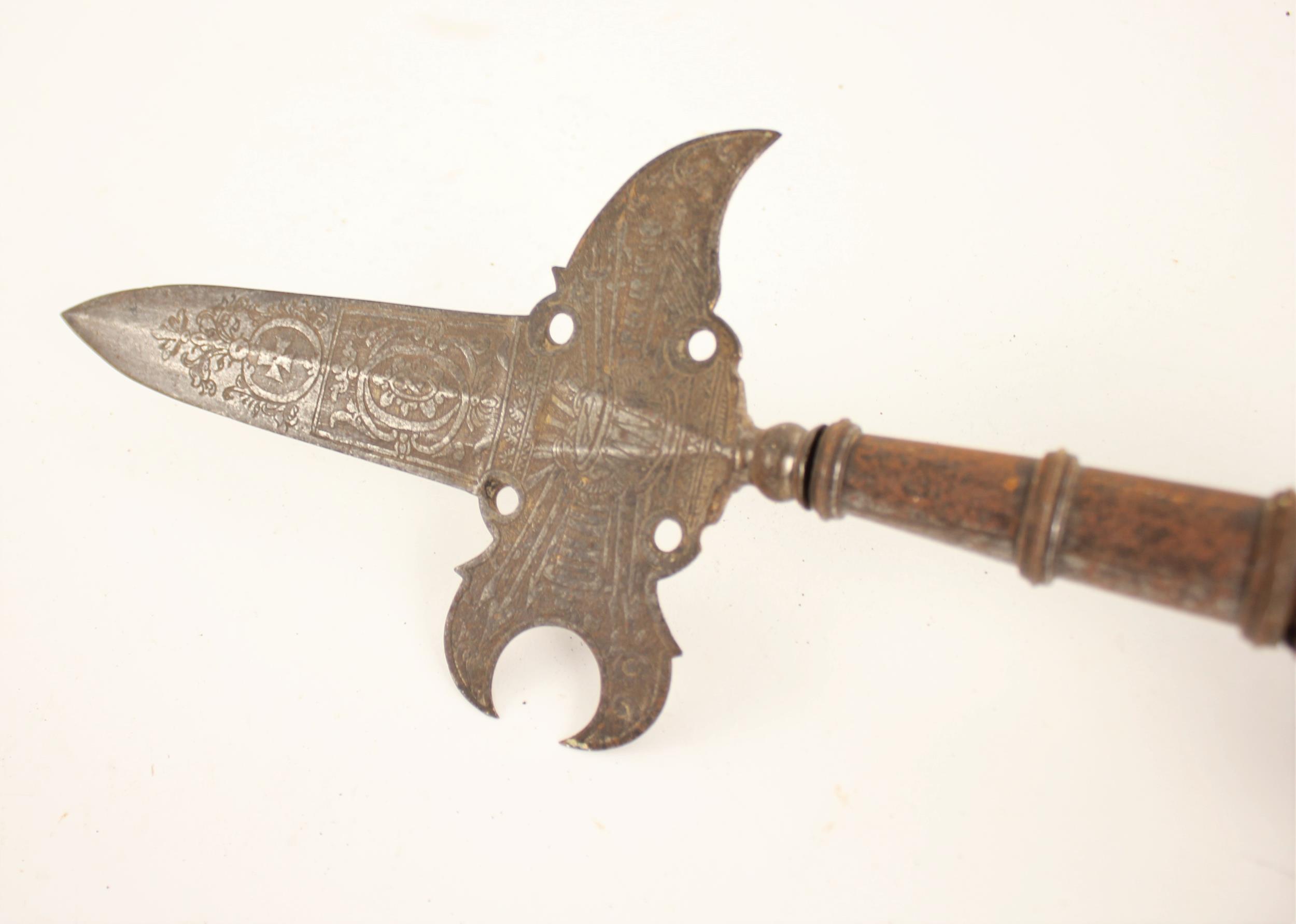 An etched State Halberd, Central European or Russian, circa 1740, the head with ridged blade, both - Image 3 of 4