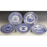 Sixteen dinner plates from the 'Spode Blue Room Collection', comprising: five 'Greek' pattern,