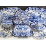 A selection of blue and white dinner wares in the ‘Grazing rabbit’ pattern, 19th century, to include