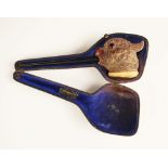 A carved meerschaum pipe, 19th century, the pipe mounted with a carved head of a exotic bird with