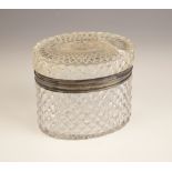 A dressing table jar with hinged cover, early 19th century, by repute by Perrin Geddes & Co, of oval