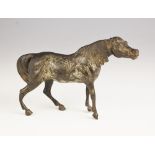 An Austrian cold painted bronze model of a horse, 20th century, the horse modelled with flat ears,
