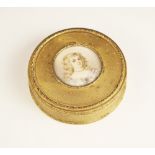 A French gilt brass circular powder box, late 19th century,