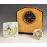 A French birds eye maple mantel clock, late 19th century, the angular case enclosing the 10cm