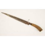 A Dirk or hunting knife, probably Italian, late 18th century, with slender blade tapering sharply to