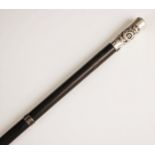 A Yorkshire Light Infantry 'Football Cup' presentation swagger stick, the ebonised shaft with silver