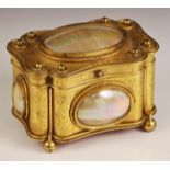 A Victorian lacquered brass and mother of pearl set casket, 19th century, of rectangular