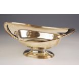 An Edwardian silver pedestal dish, George Edward and Sons, Sheffield 1904, of plain polished navette