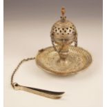 A Middle Eastern '925' silver incense burner/chamber stick, Oman (19th century), busily embossed