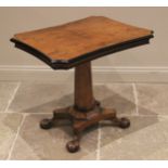 A figured walnut pedestal table, in the manner of Biedermeier, mid 19th century, of compressed