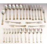 A collection of Victorian silver Devonshire pattern cutlery, Chawner and Co, London 1845,