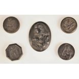 Five composite plaster intaglios, 20th century, each depicting biblical scenes, the largest, 10cm