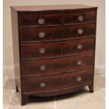 A 19th century mahogany bowfront chest of drawers, formed with two short over four long graduated