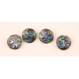 A set of four Edwardian Arts and Crafts silver and enamel buttons, William Hair Haseler,