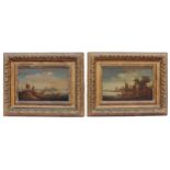 Dutch school (18th century), A pair of river scenes with figures, Oil on copper panel, Unsigned,