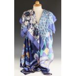 Four Liberty of London silk scarves, to include; a floral spray scarf in blue, purple and brown