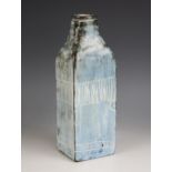 A studio pottery vessel, 20th century, of rectangular form with tapering neck, the body with