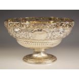 A large Victorian silver pedestal bowl, Elkington and Co, London 1888, the quatrefoil shaped bowl