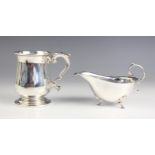 A selection of silver items, including a George V silver christening mug, Edward Barnard & Sons Ltd,