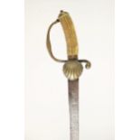 A Hunting Hanger, circa 1730/40, probably English, with brass hilt cast in low relief, including