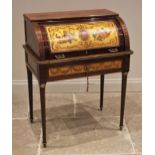 A French Louis Philippe style mahogany Vernis Martin bureau de dame, mid 20th century, the