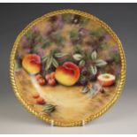 A Royal Worcester style cabinet plate, late 20th century, decorated in the manner of Worcester