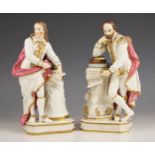 Two porcelain figures after Peter Scheemakers (Belgian, 1691-1781), probably Derby early 19th