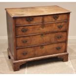 A William and Mary walnut chest of drawers, early 18th century, the rectangular moulded top over two