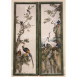 Chinese School (20th century), A pair of silk panels, the rectangular silk panels printed in