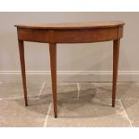 A satinwood demi lune hall console table, 19th century, the segmentally veneered top punctuated with
