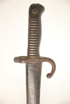 A French model 1866 Chassepot bayonet and scabbard, blade length 58cm